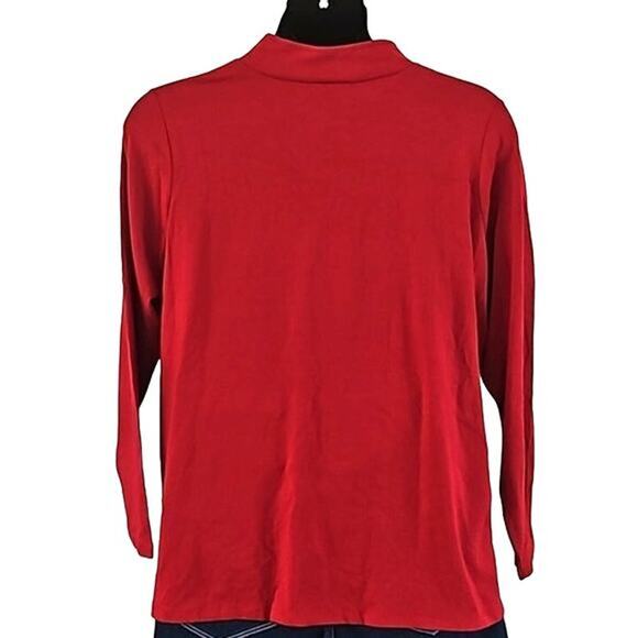 NWOT Belle by Kim Gravel Red Embellished Keyhole TripleLuxe Tunic Top Large - Picture 3 of 7